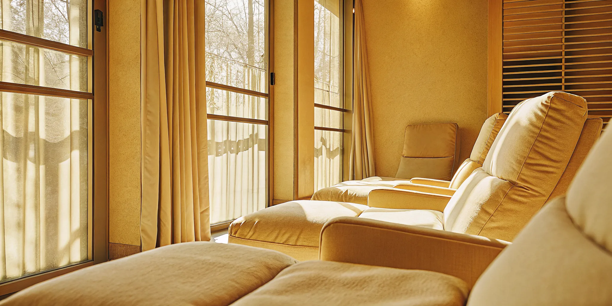 Peaceful modern therapy room with comfortable seating and warm natural lighting at a partial hospitalization program Ohio facility