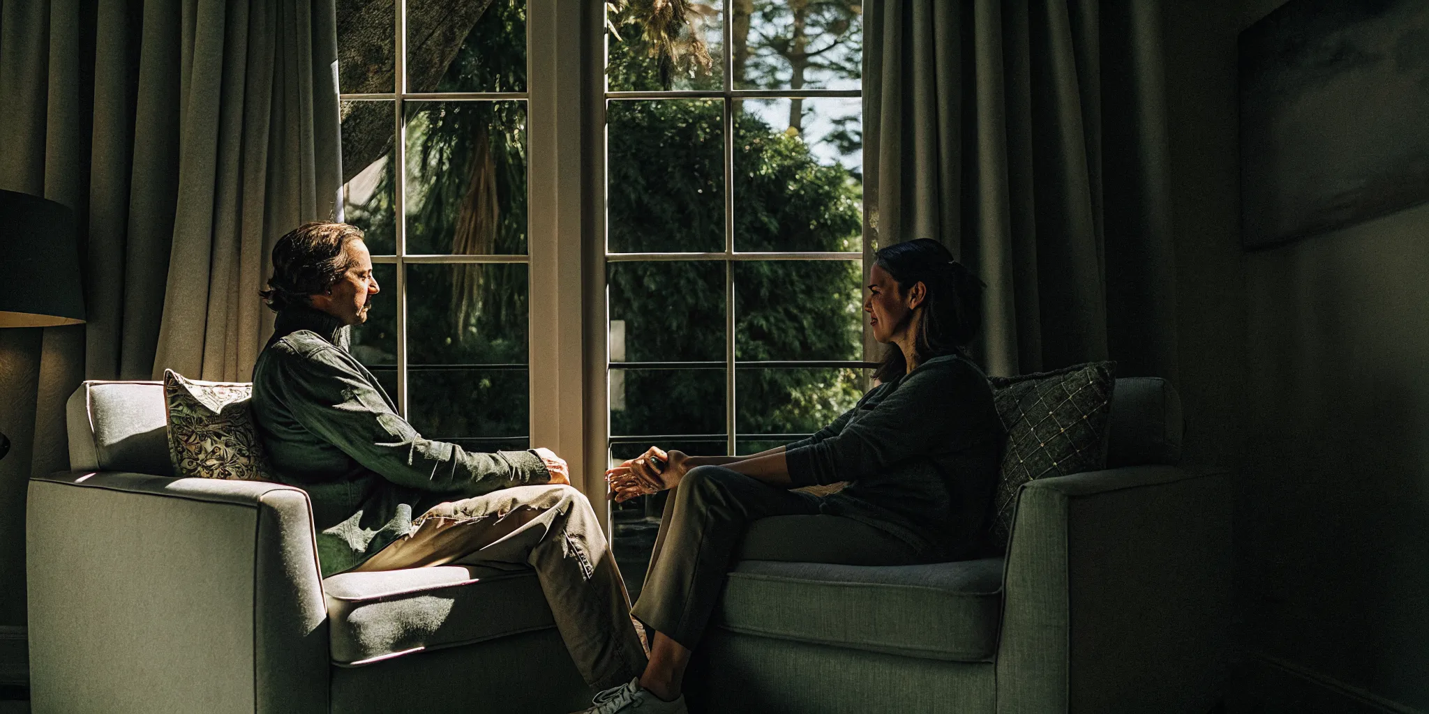 Trauma-informed addiction treatment counseling in a calm setting