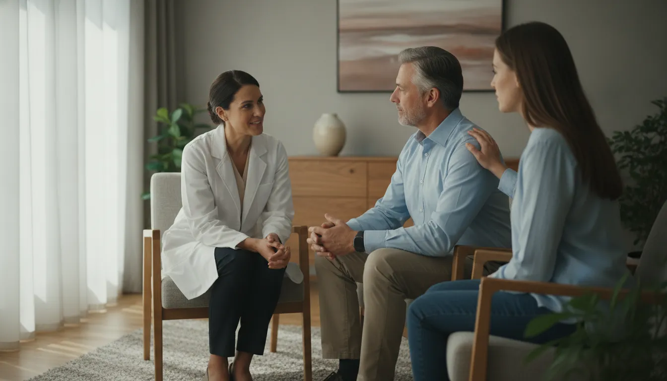 Insurance benefits consultation between a family and a treatment professional