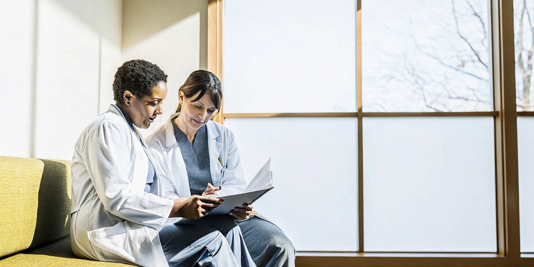 Clinical team coordinating an integrated PTSD and addiction assessment