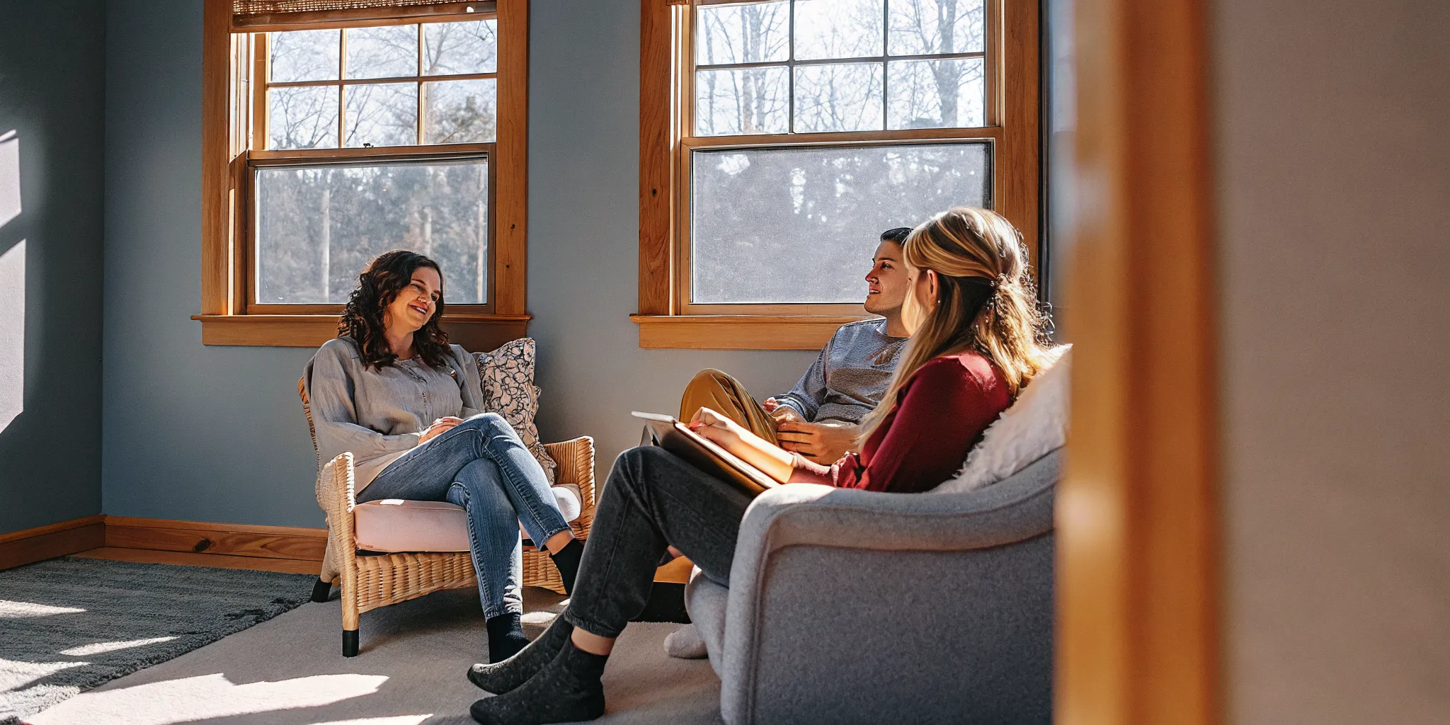 Family discussing young adult addiction treatment Ohio options in a supportive setting