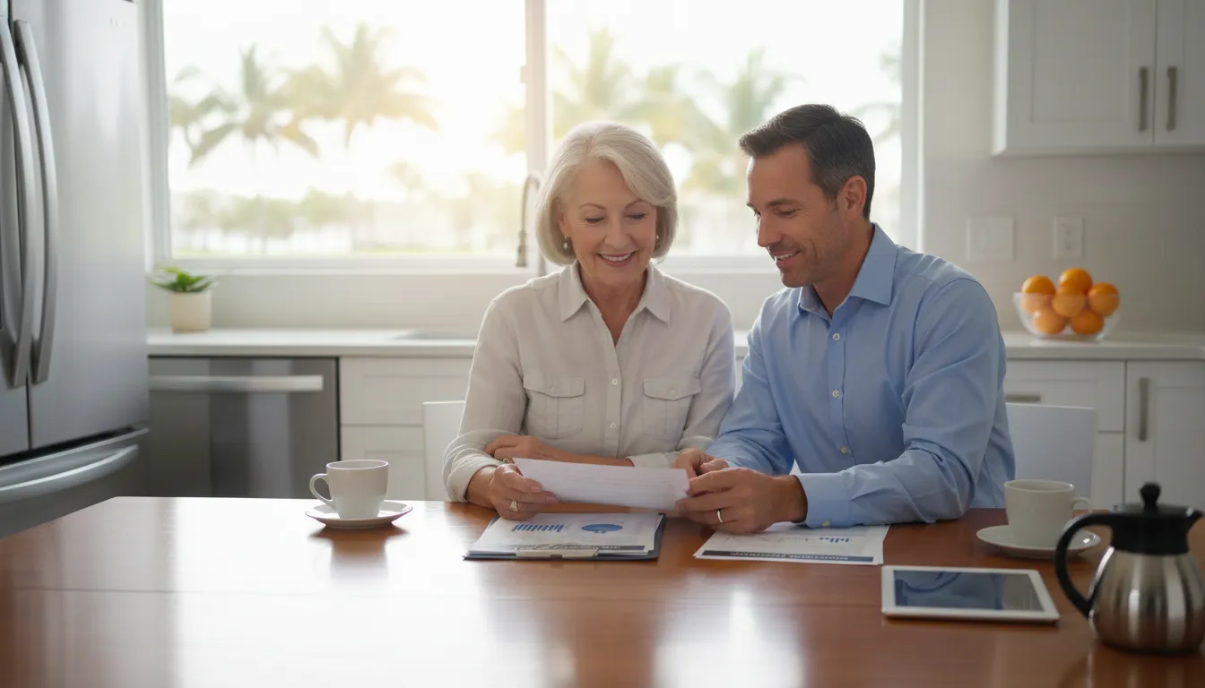 South Florida homeowners reviewing reverse mortgage planning options