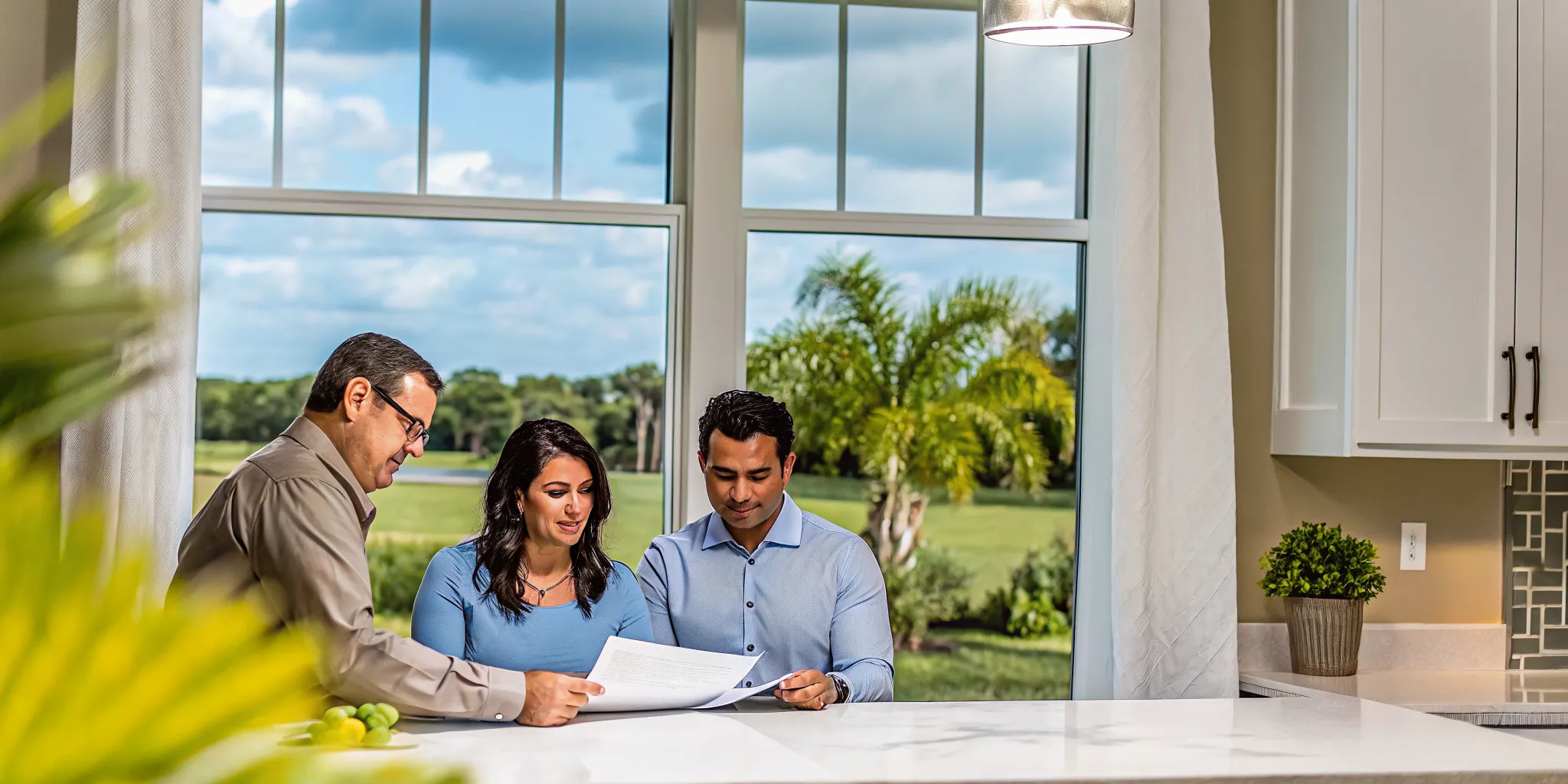 Florida homebuyers reviewing USDA loan eligibility with a mortgage advisor