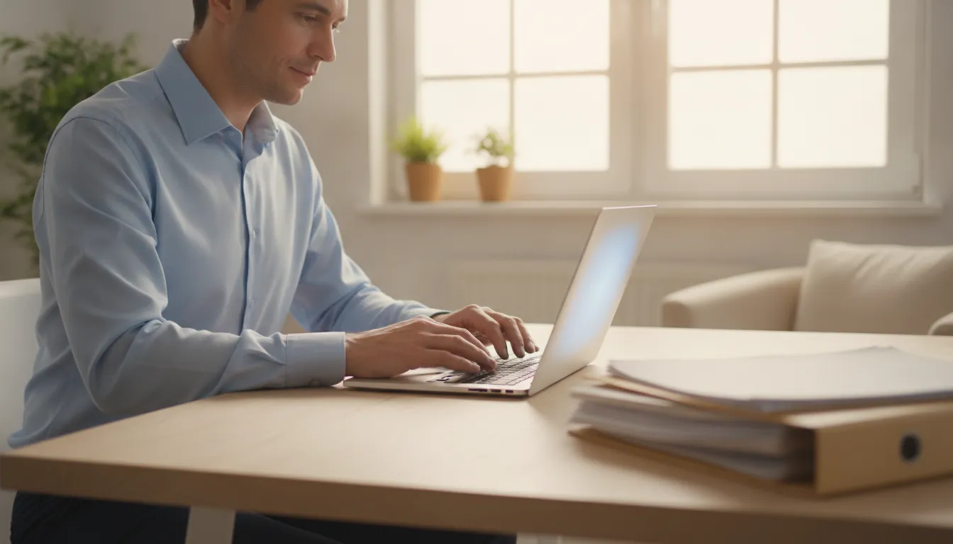 Person reviewing a residency affidavit with address documents at a desk