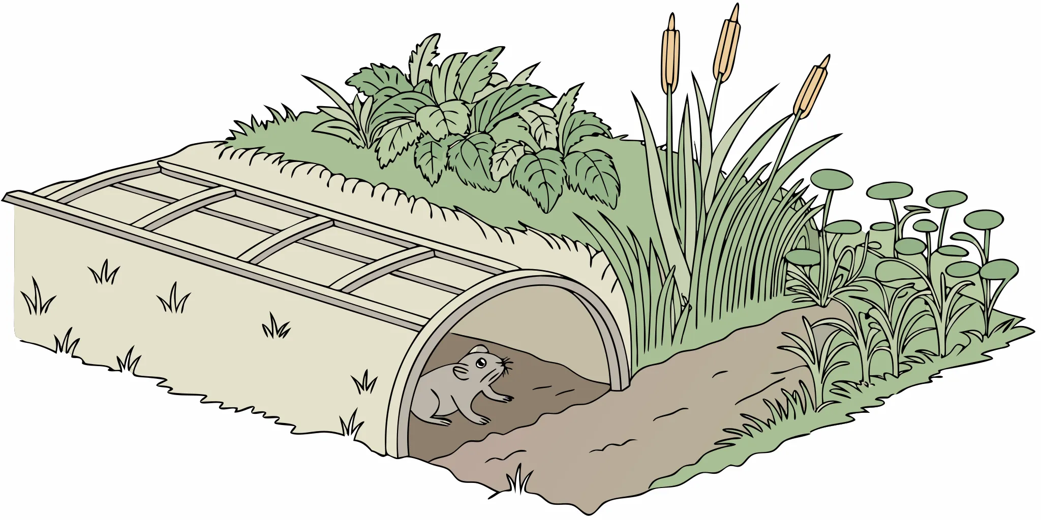 Unbaited gopher tunnel trap positioned in an active runway