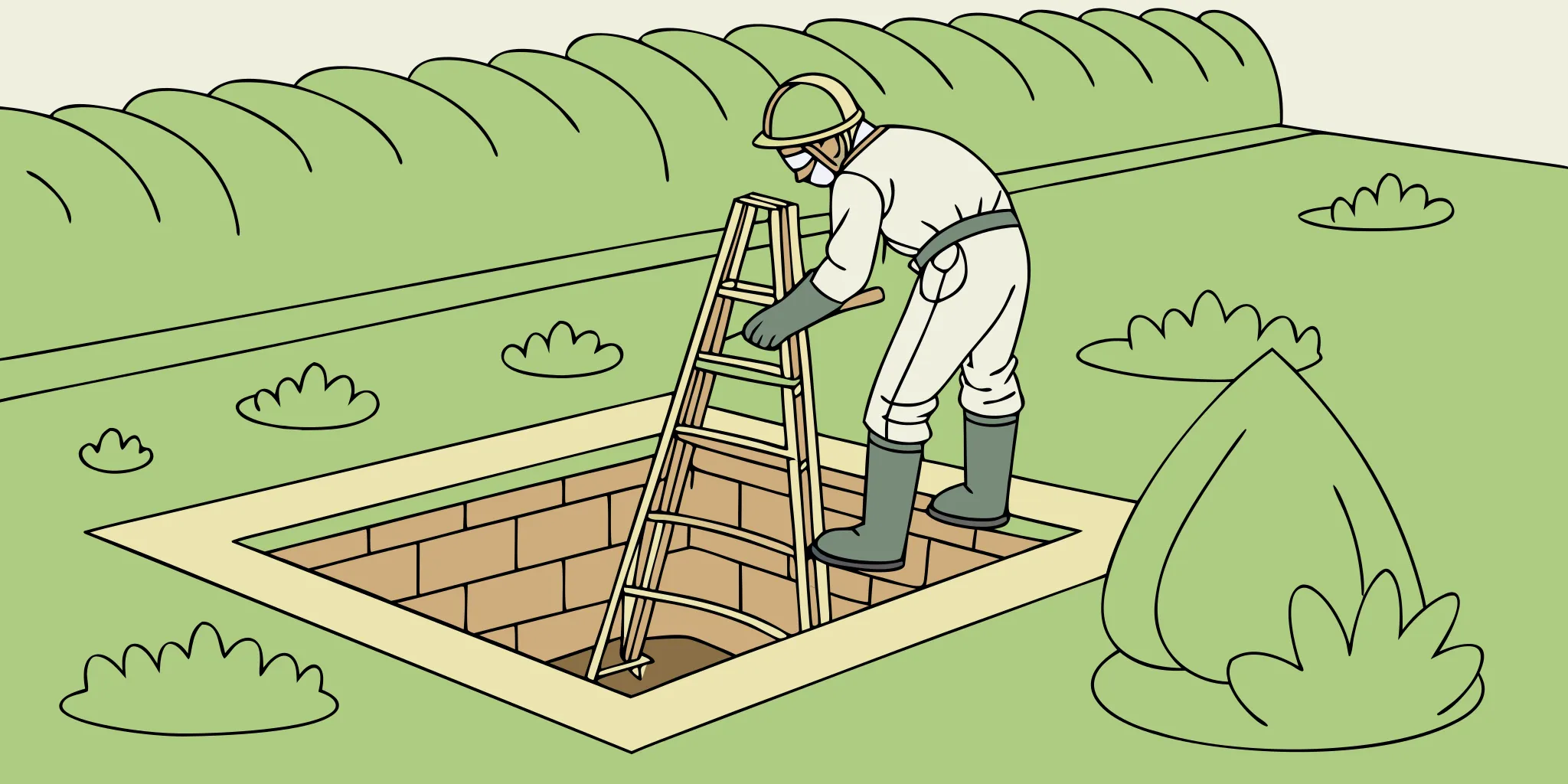 Professional landscaper setting a Cinch trap in a tunnel on a commercial lawn