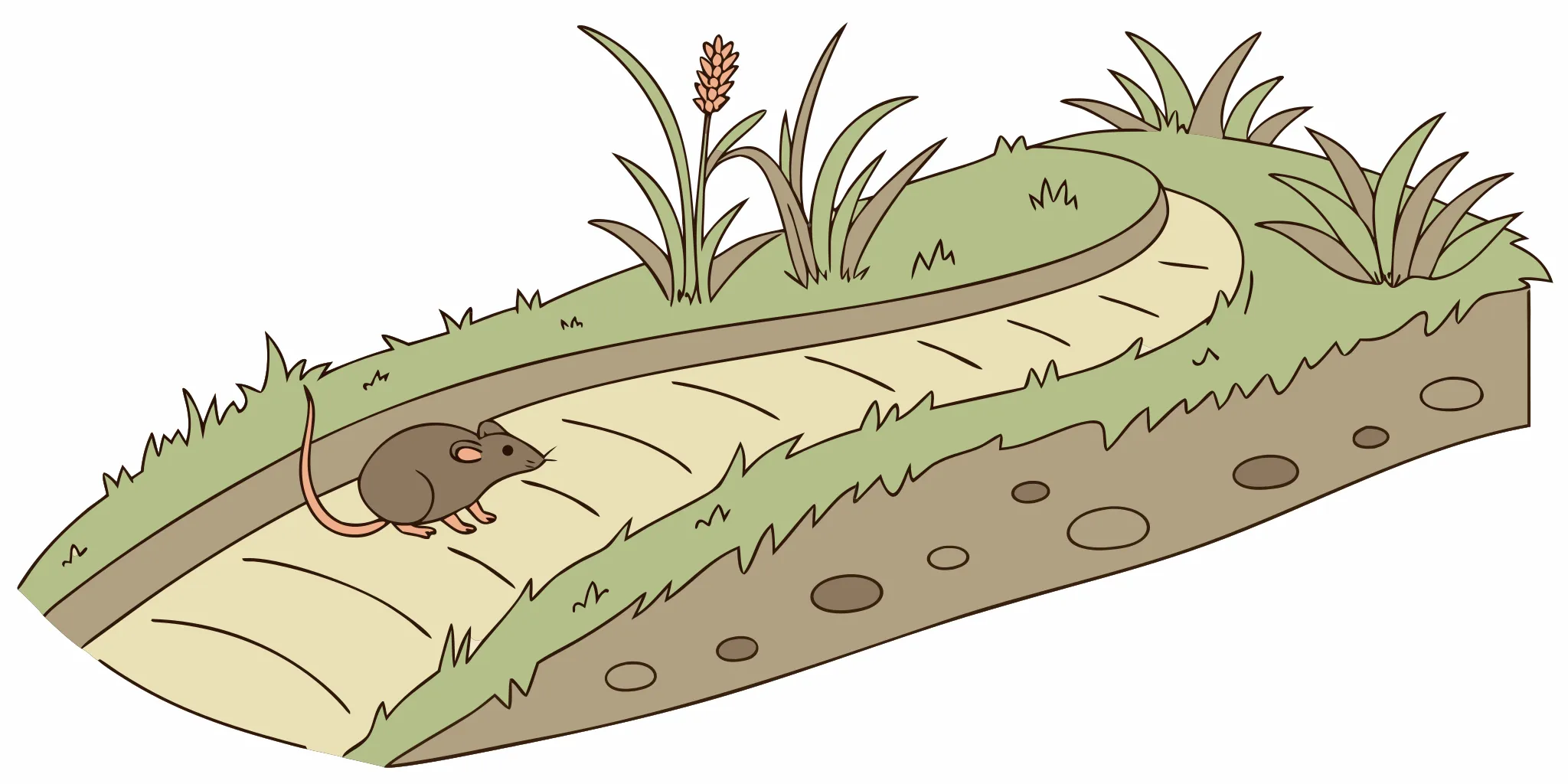 Comparison of mole ridges, vole runways, and gopher mounds in a yard