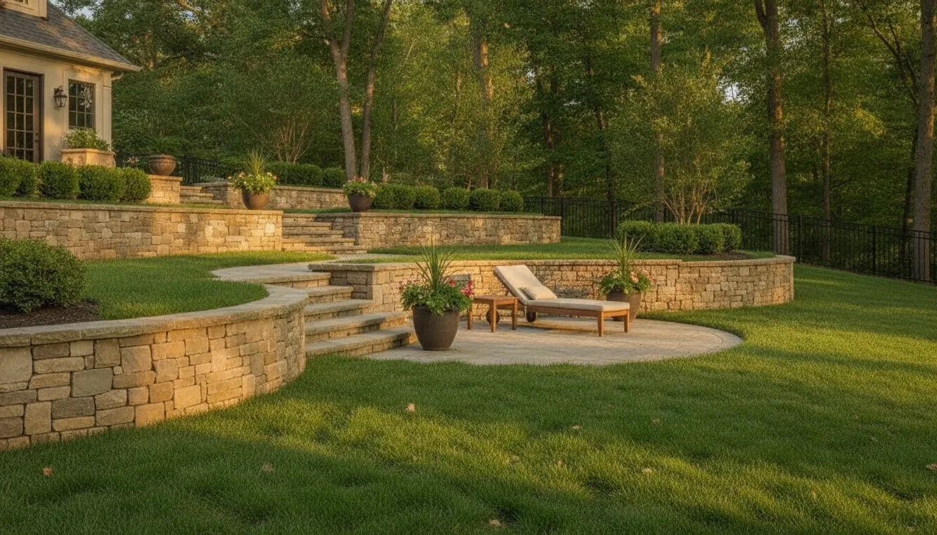 Natural Stone Retaining Wall Ideas for Sloped Yards