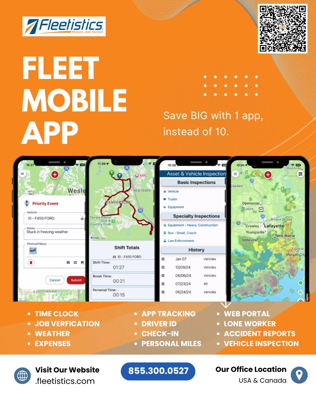 CrewChief mobile app screens showing inspections and safety alerts