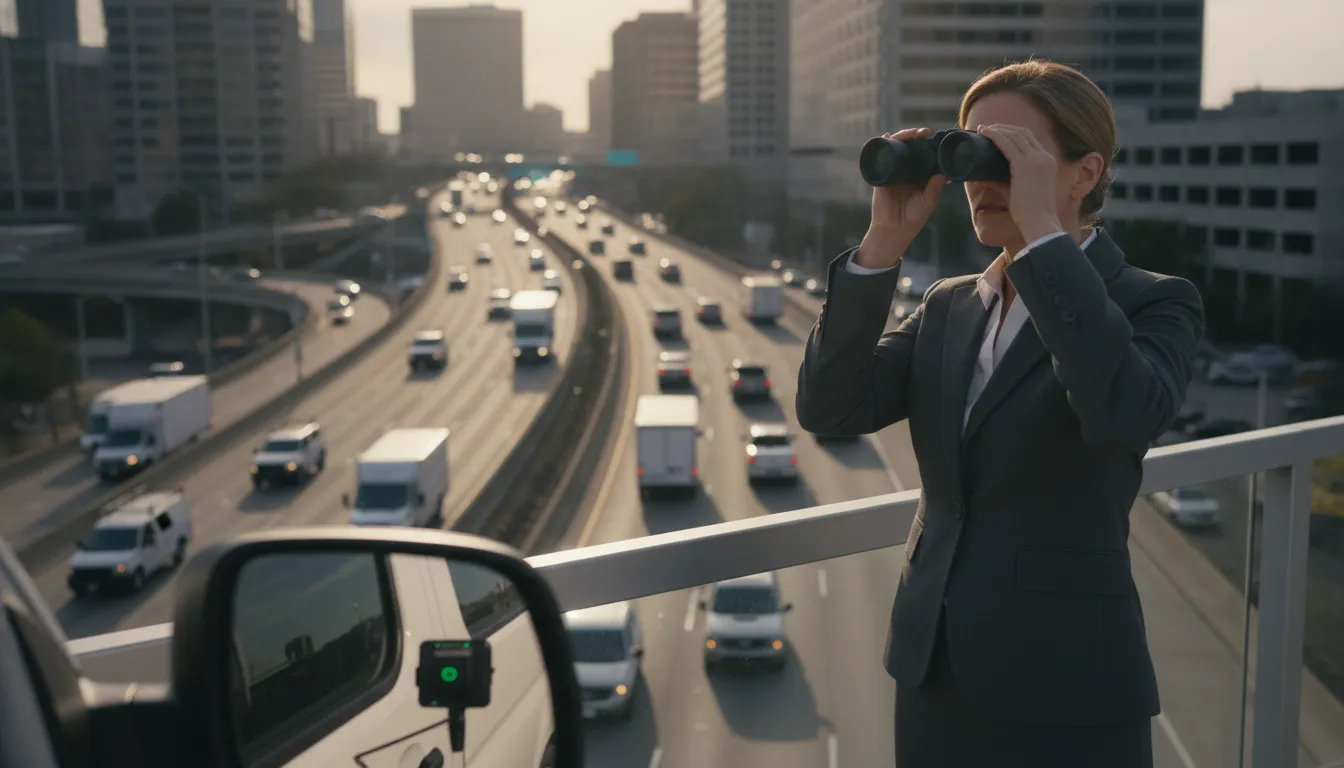 Fleet manager monitoring commercial vehicles with a GPS tracking device