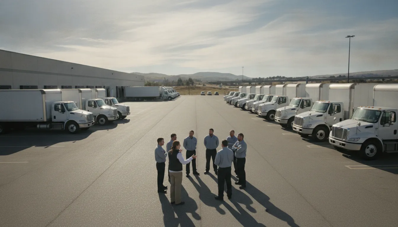 Fleet manager coaching drivers on fleet idling reduction