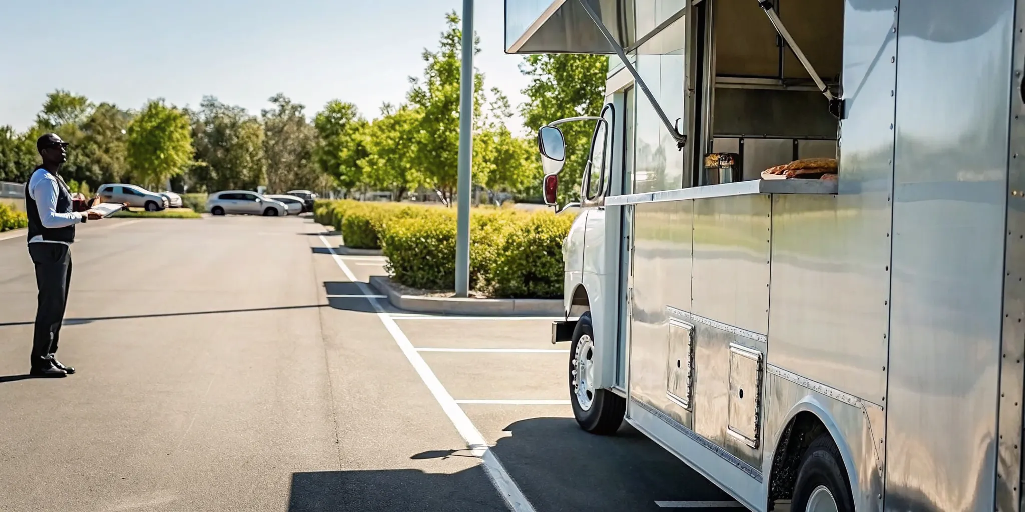Customers using a shared map link to locate a food truck service stop