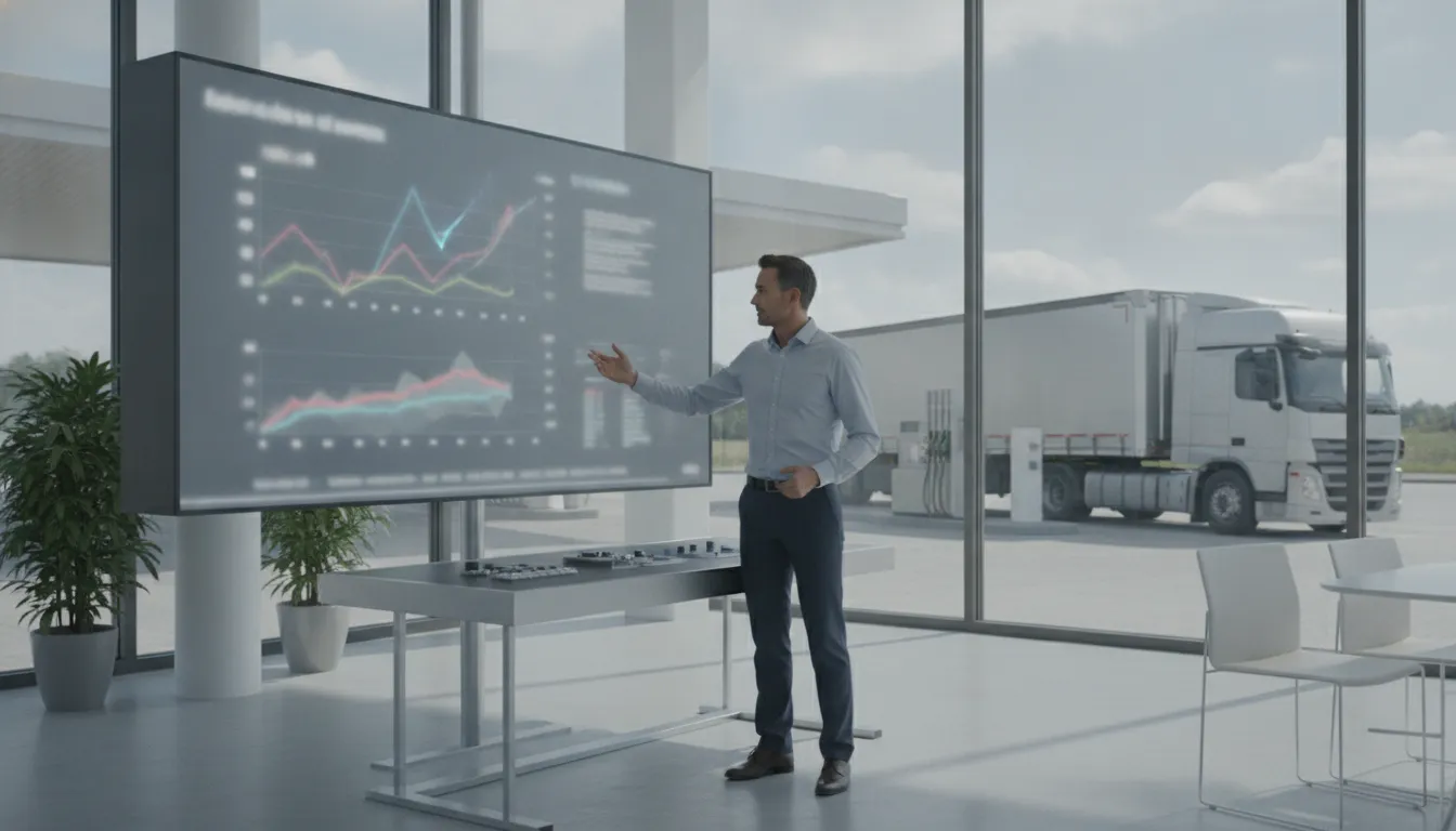 Fleet manager reviewing IFTA mileage and fuel-use data on a telematics dashboard