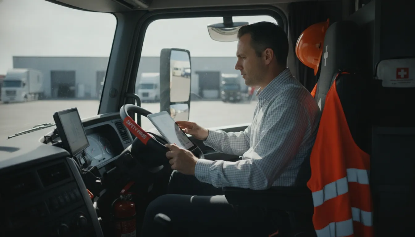 Fleet manager reviewing driver scorecard and performance metrics on a tablet