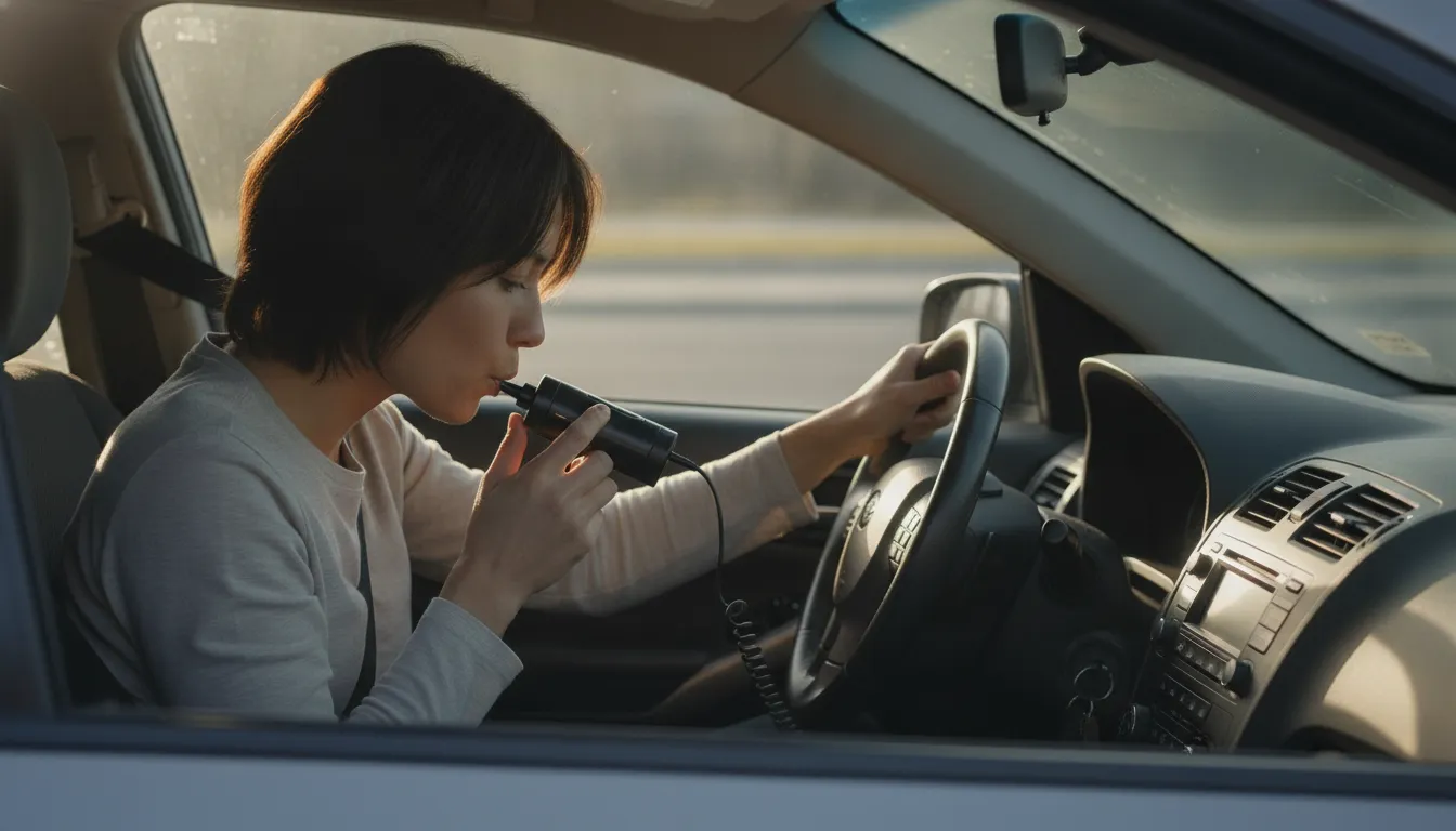 Driver using an ignition interlock device for a breath sample