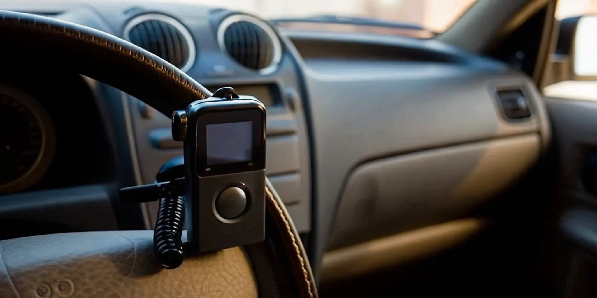 Professional ignition interlock device inside a car showing 0.00 BAC on the screen