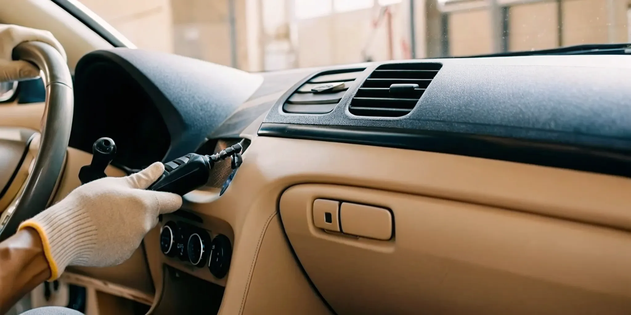 Technician performing professional ignition interlock installation on a leased car