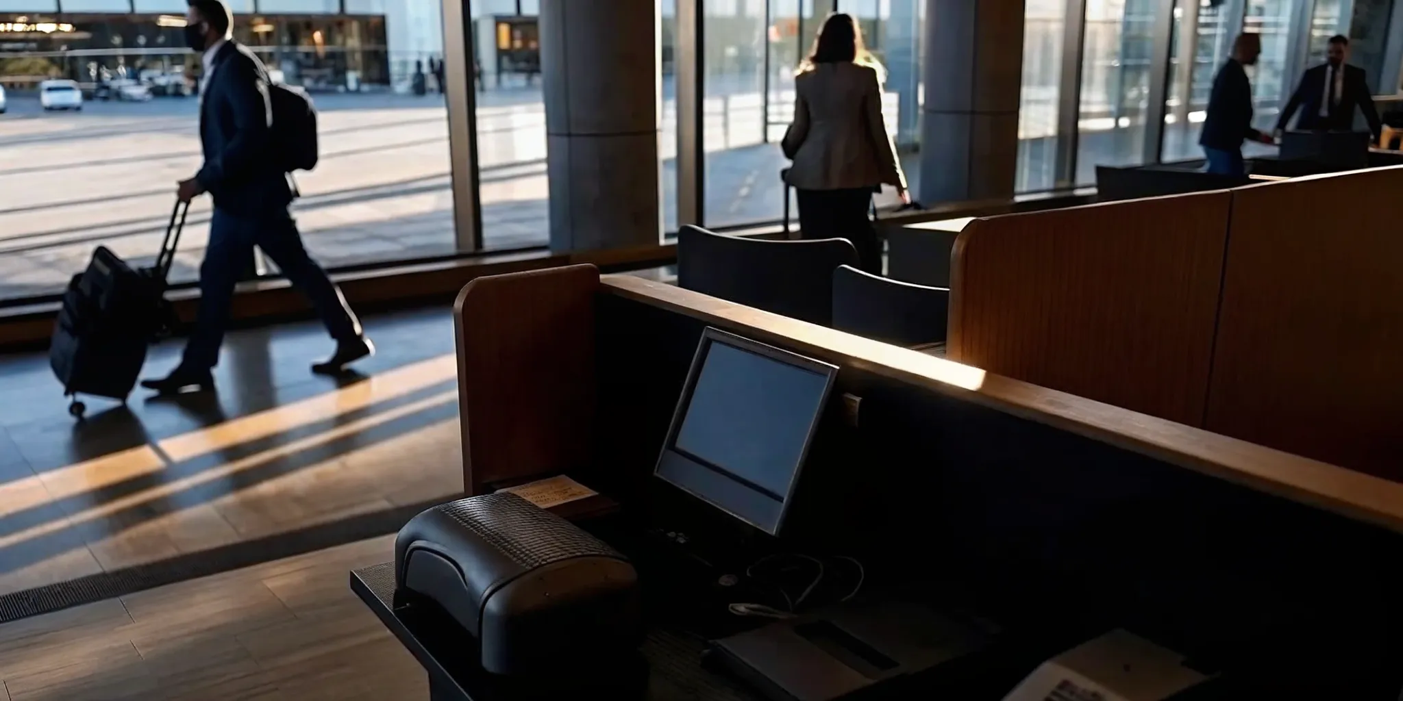 Airport car rental counters where agents check licenses for ignition interlock restrictions