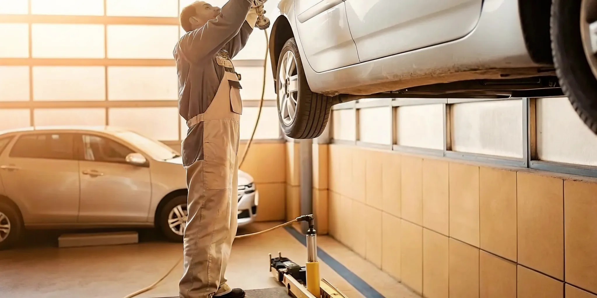Certified technician installing an ignition interlock device in a vehicle