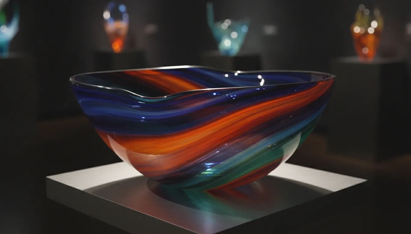 Finished slumped glass bowl with vibrant colors and polished stress-free surface after proper annealing