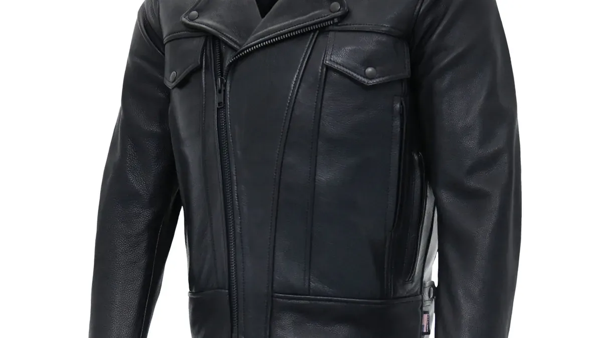Hot Leathers JKM5008 vented men's leather motorcycle jacket for changing rally weather