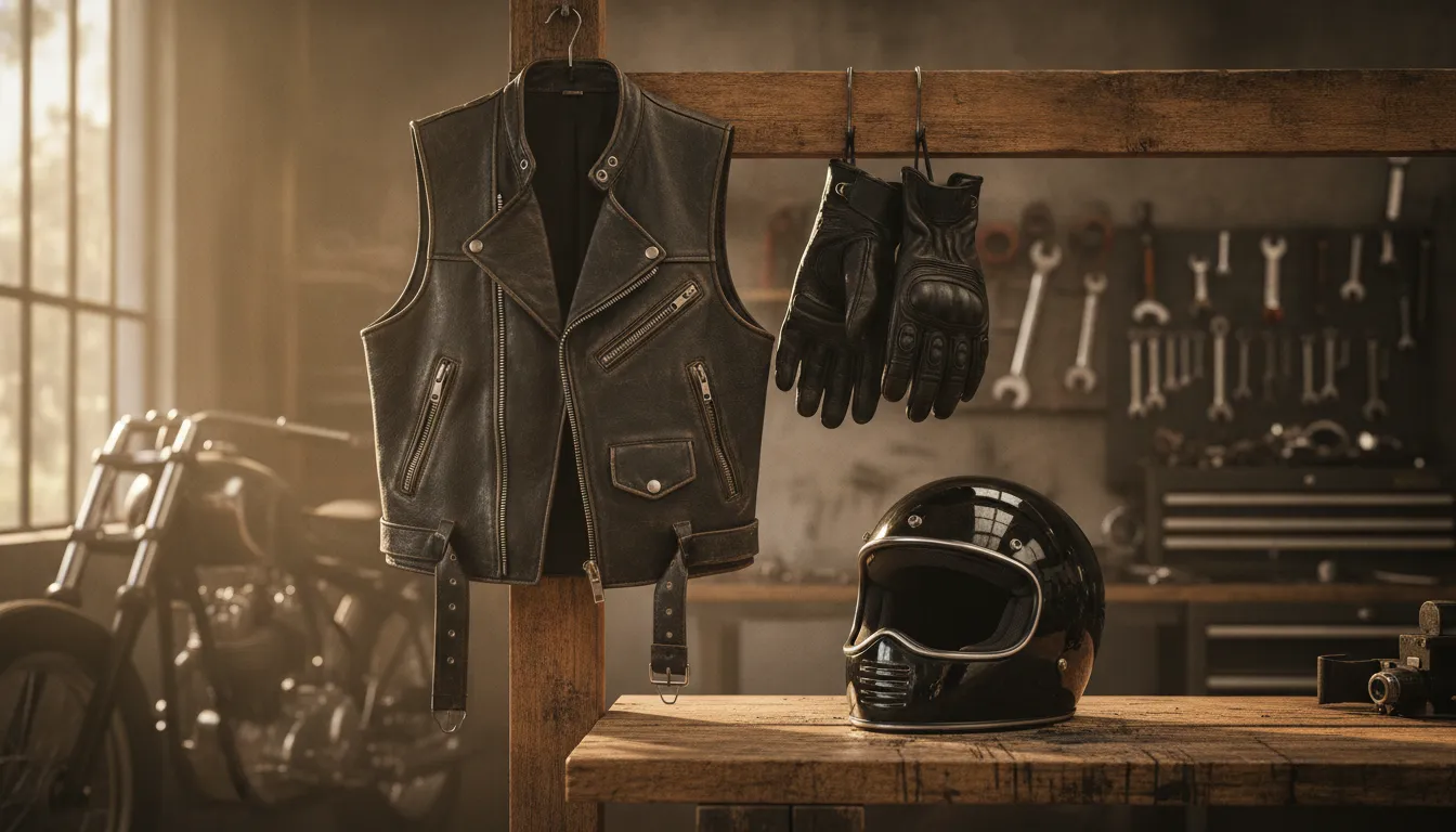 Black leather motorcycle vest ready for a kutte build