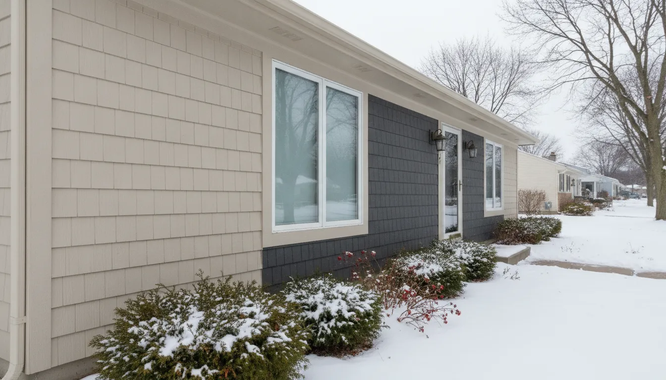 Michigan home exterior showing contrasting siding profiles for material comparison