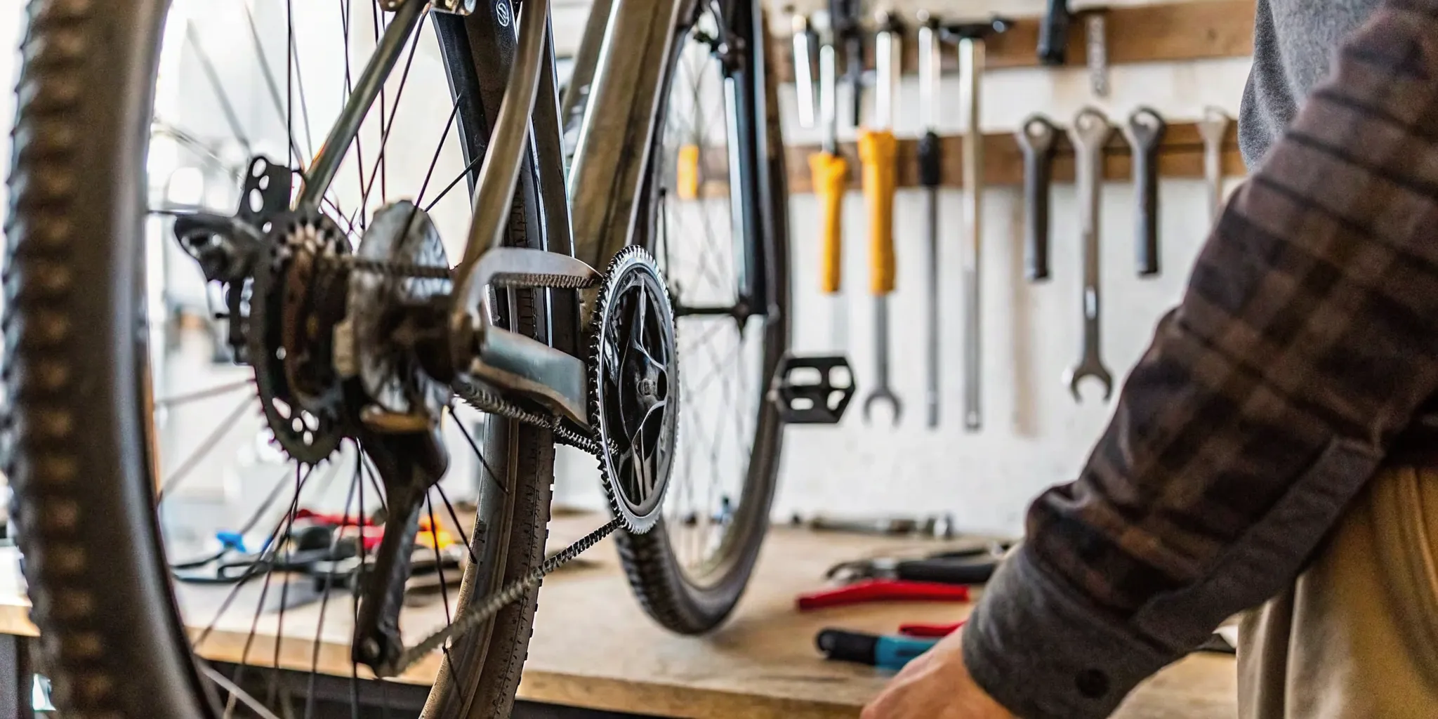 Professional technician installing an electric bike conversion kit