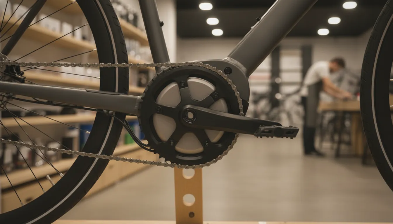 Torque-sensing e-bike motor and crank assembly on a Segway electric bike