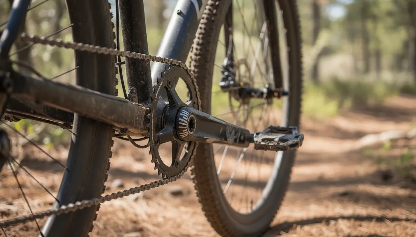 Torque-sensing e-bike motor hub and crankset on a Central Oregon trailside