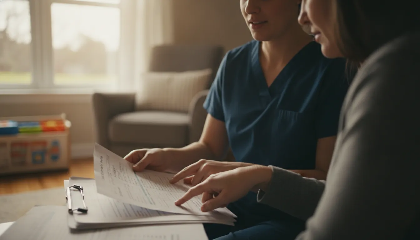 Georgia parent and pediatric nurse reviewing GAPP care documents at home