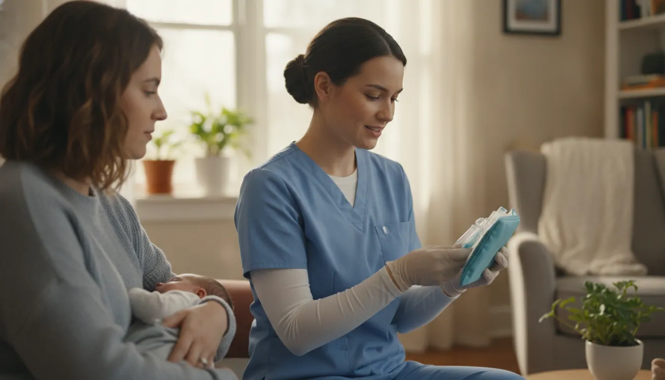 A professional pediatric nurse caring for a medically fragile child in their home in Gainesville, Georgia