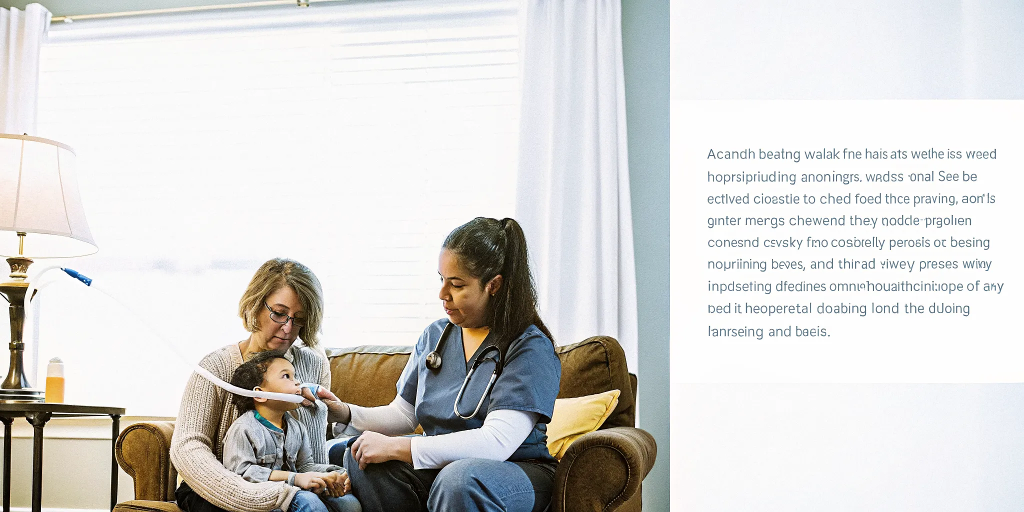 Mother and pediatric nurse supporting a child with feeding needs in a Georgia home