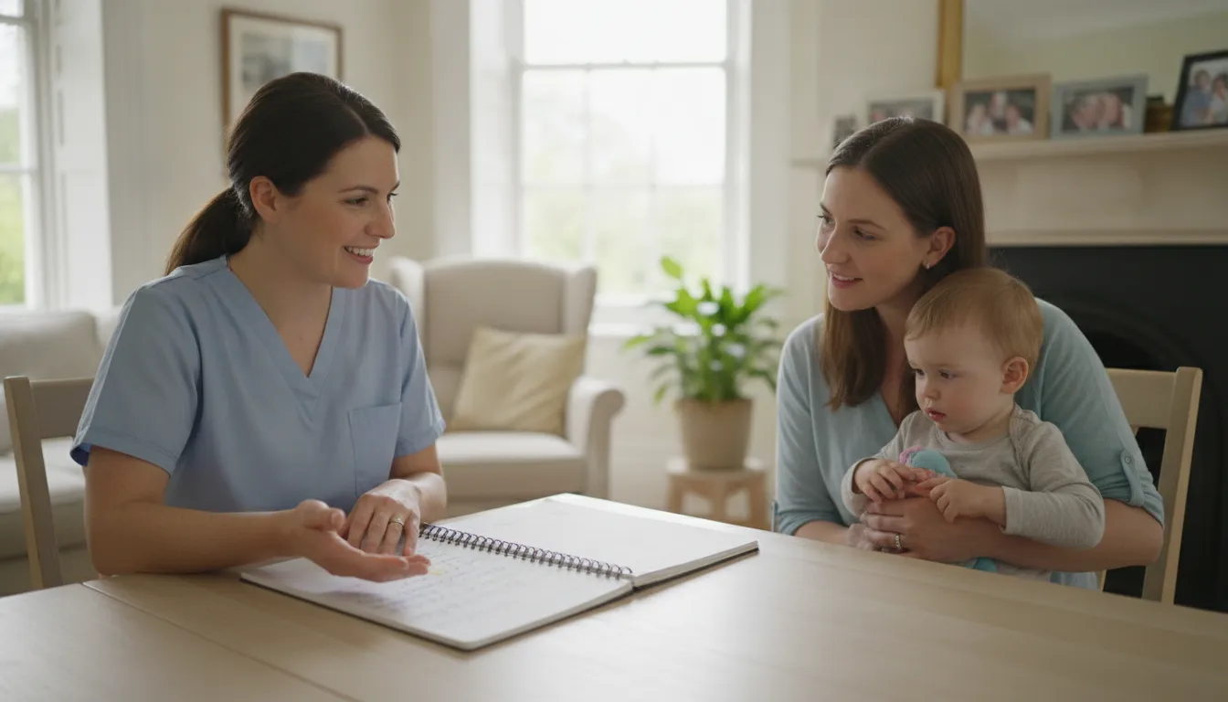 Registered nurse discussing pediatric home nursing with a Georgia parent