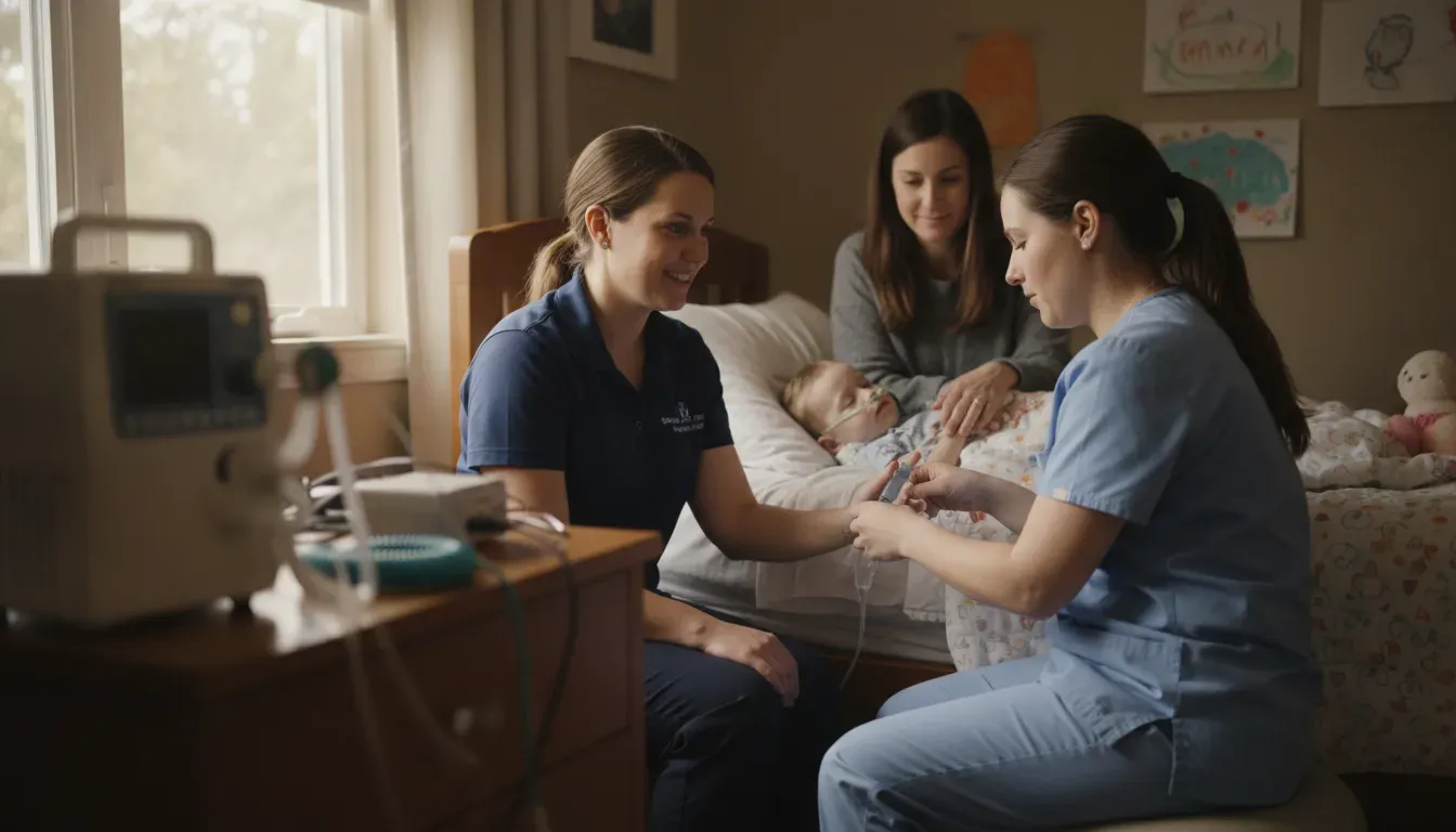 Pediatric home health team coordinating care for a medically fragile child in Georgia