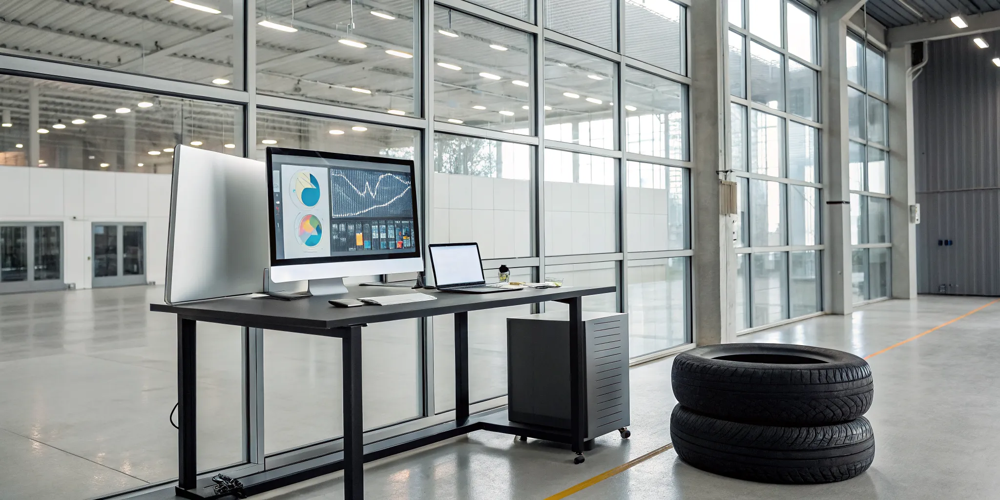 Analytics dashboard for the best tire retreading business software shown on a computer.