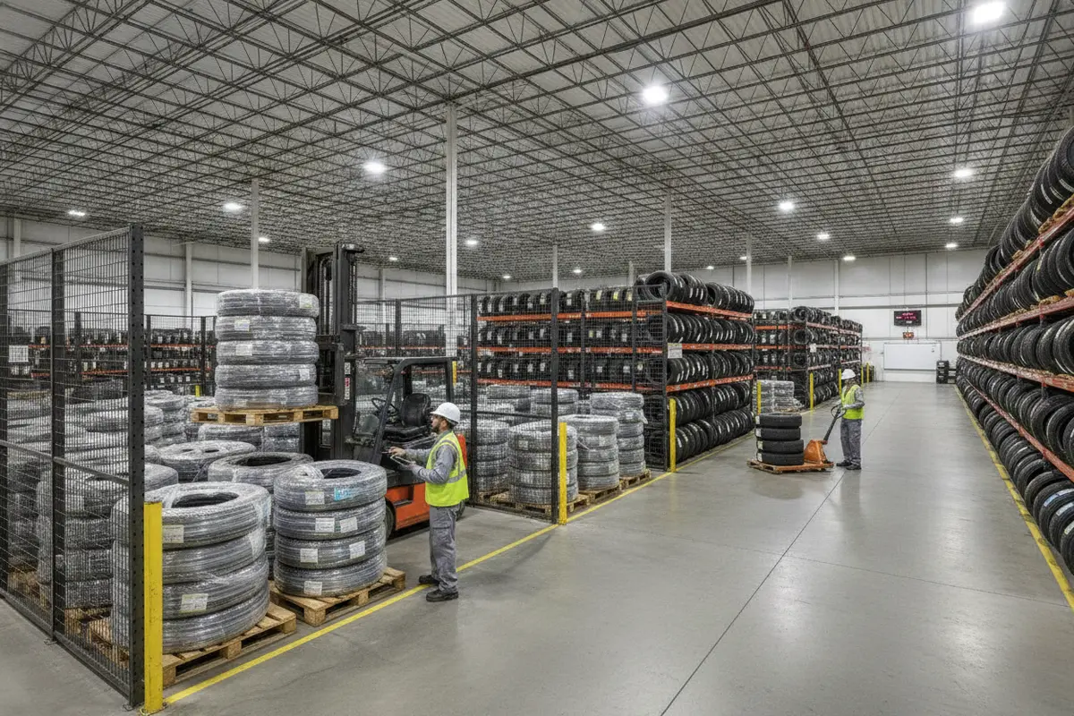 Tires staged separately for receiving review and exception handling