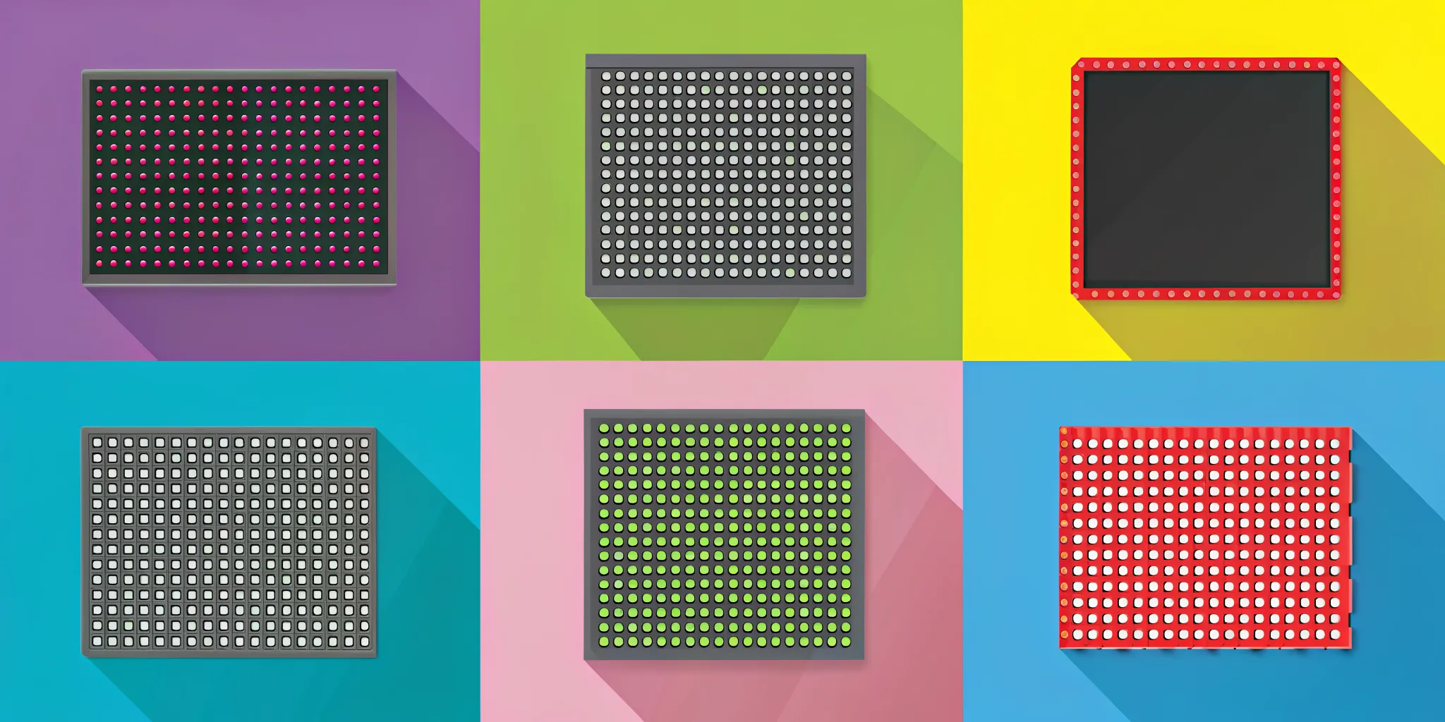 Close-up of LED pixel grid pattern on an electronic message center display