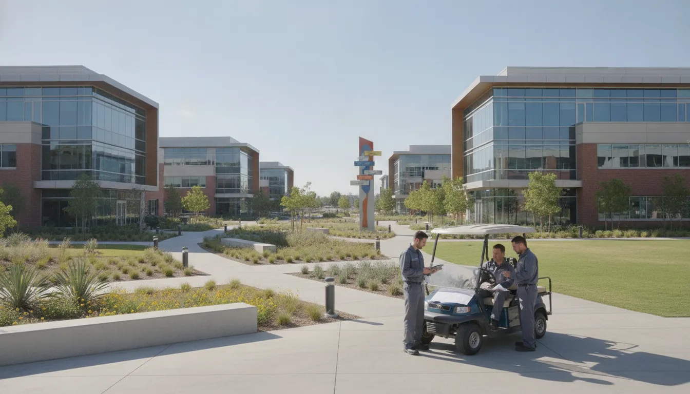 Multi-location corporate campus project coordination