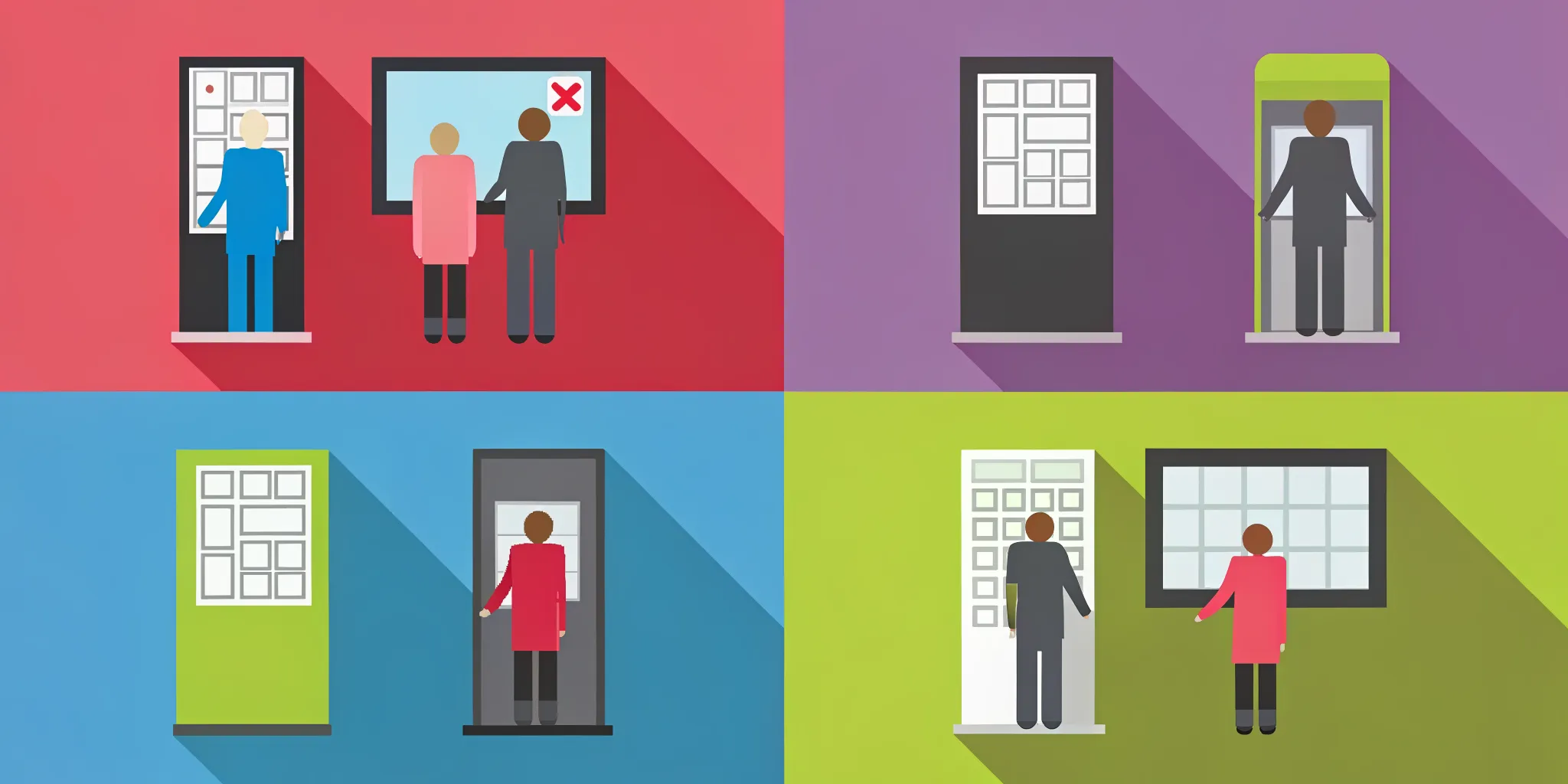 Interactive digital wayfinding kiosk in a modern hospital lobby helping patients navigate the facility