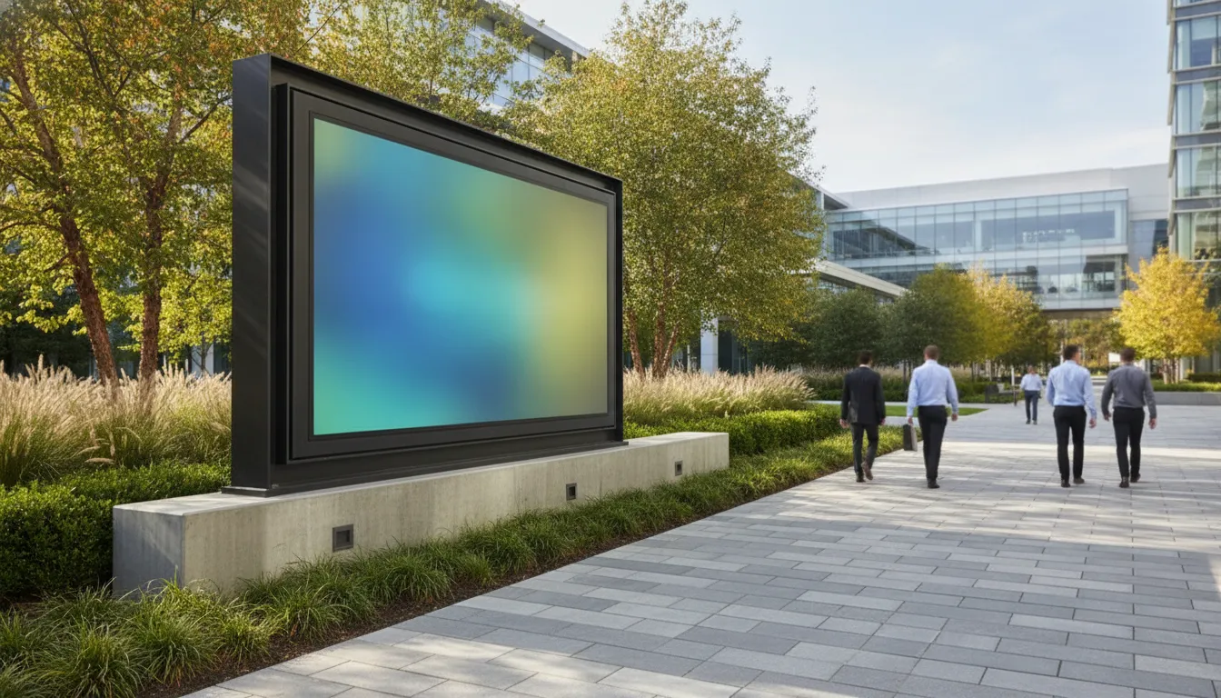Outdoor digital display at an enterprise campus
