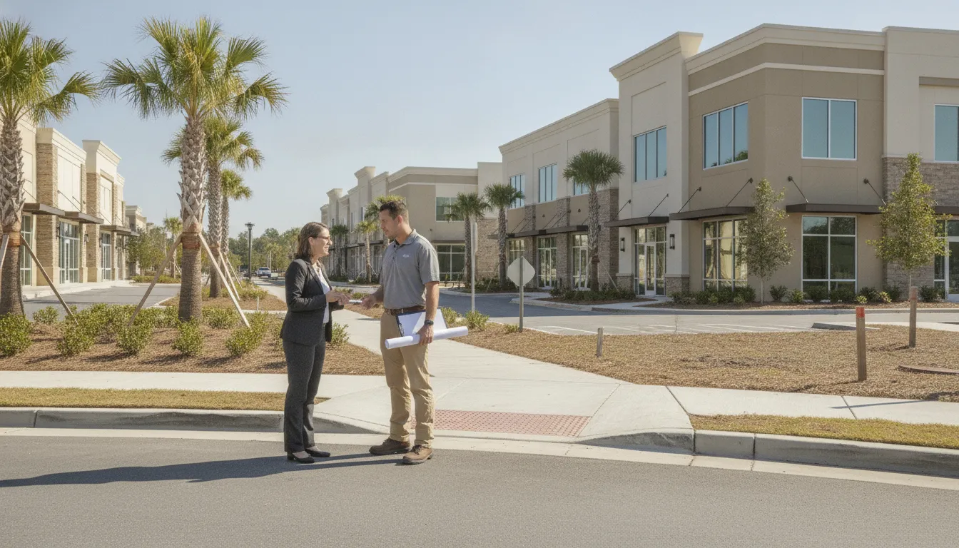 Site assessment for evaluating roadway sightlines at a multi-tenant property