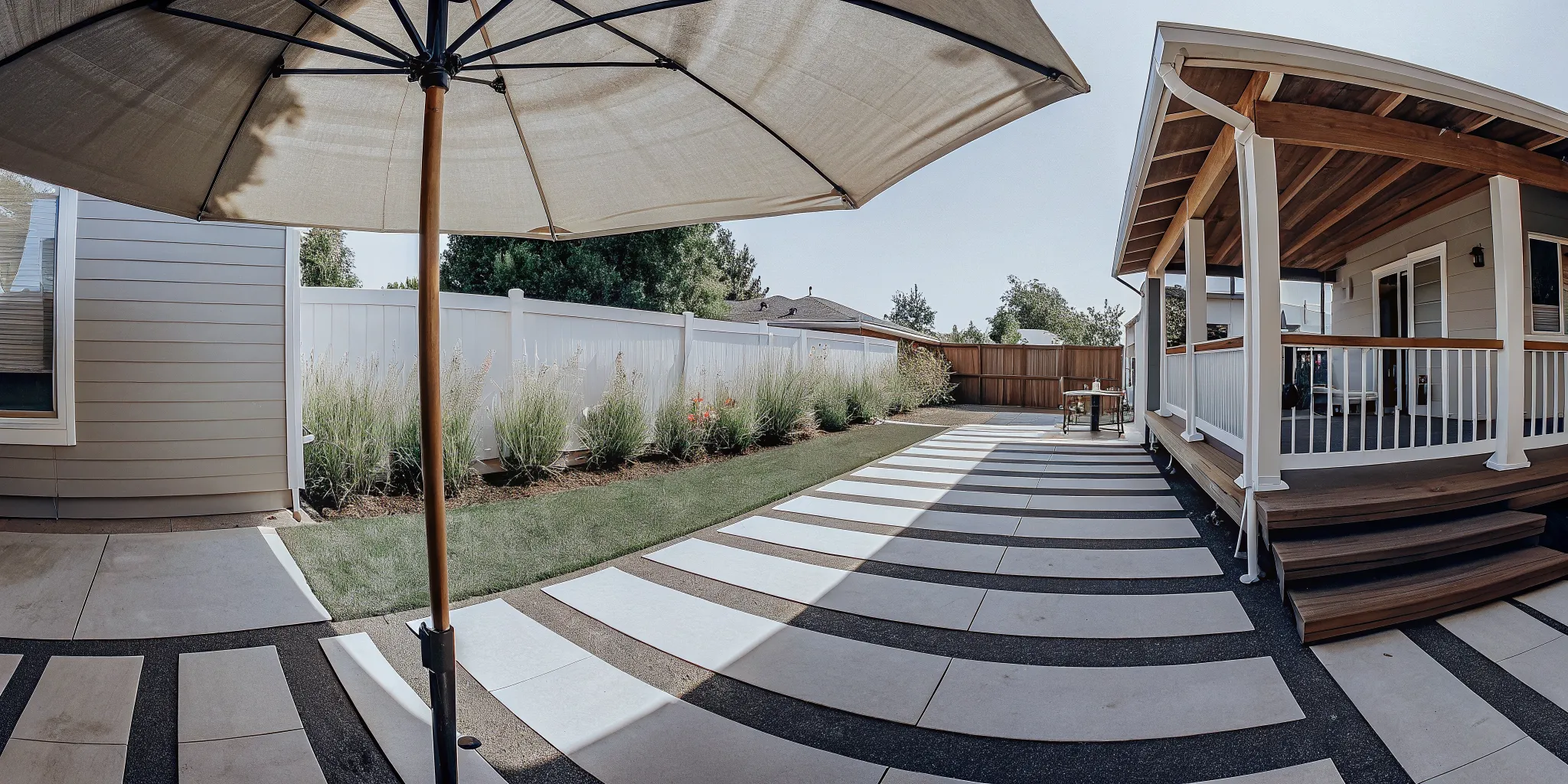 Professionally set up inflatable, seating, and clear walkways for a Massachusetts backyard party