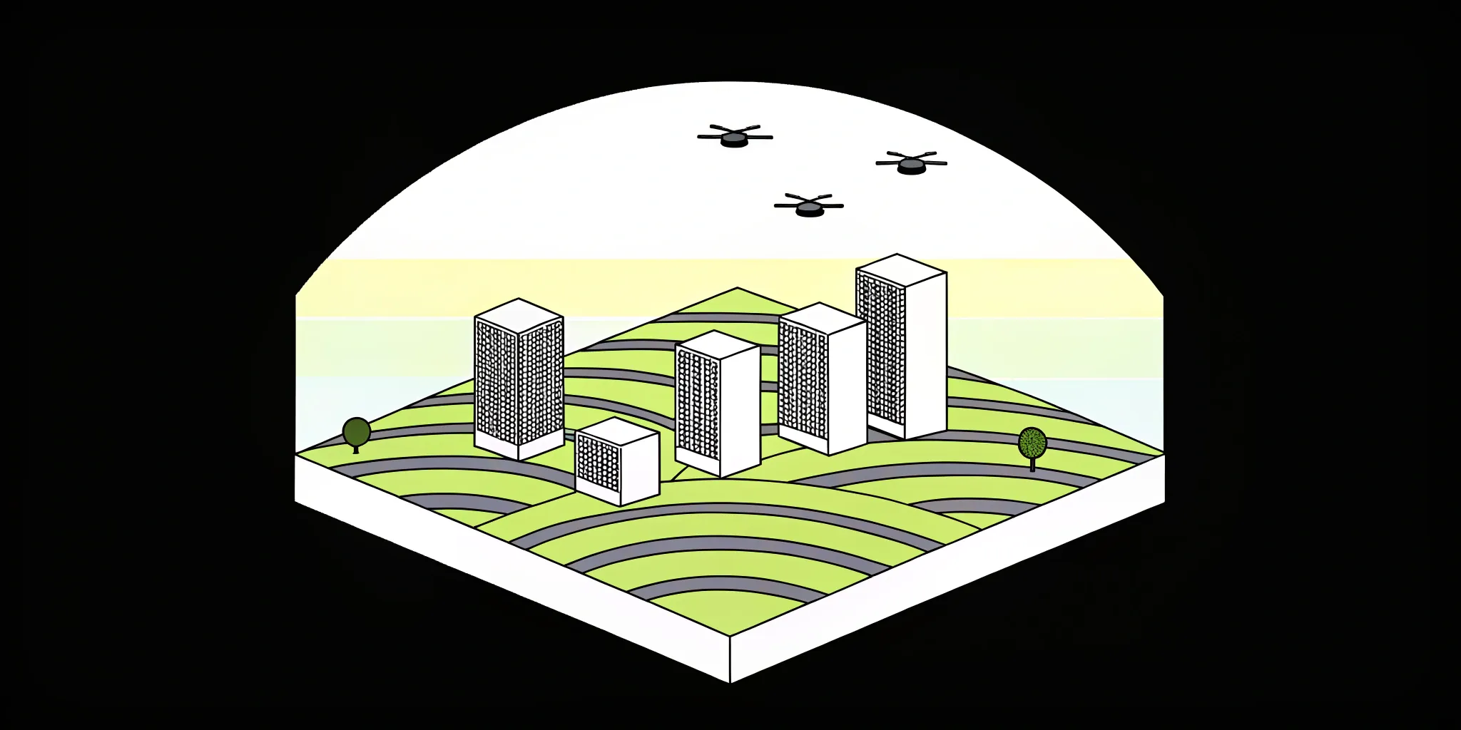 Frontier AI reshaping a futuristic city.
