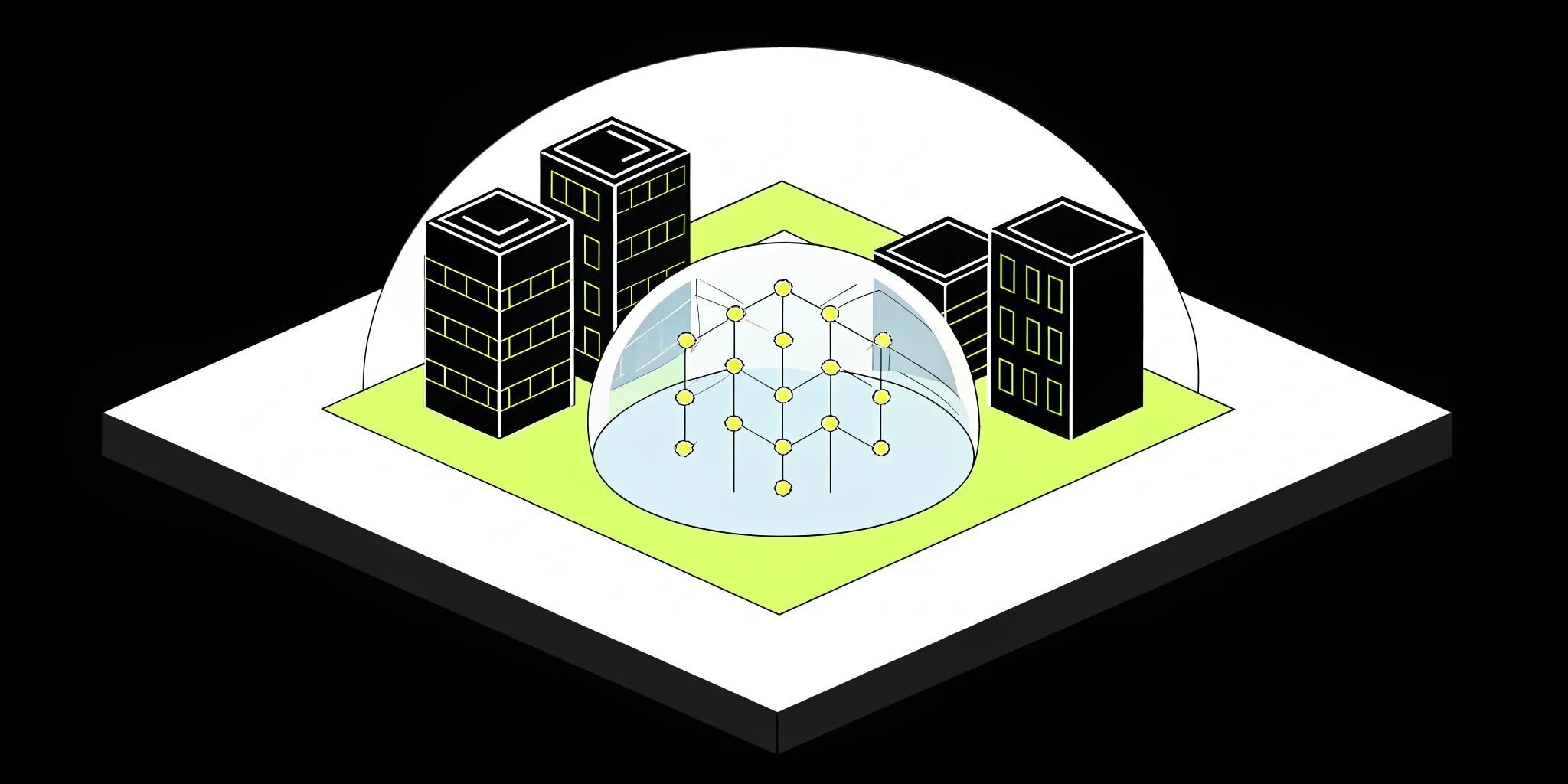 Network nodes under a dome, representing software observability and tracing.