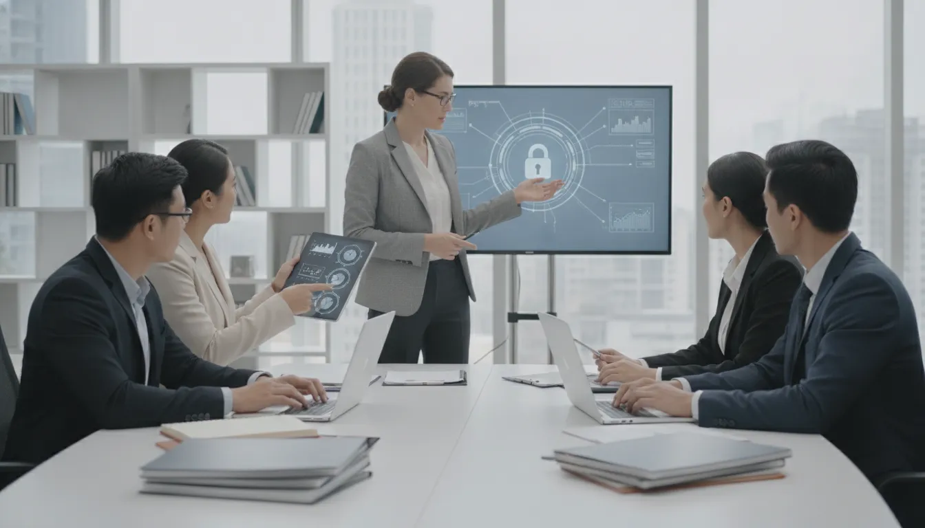 Commercial team reviewing social engineering fraud insurance controls