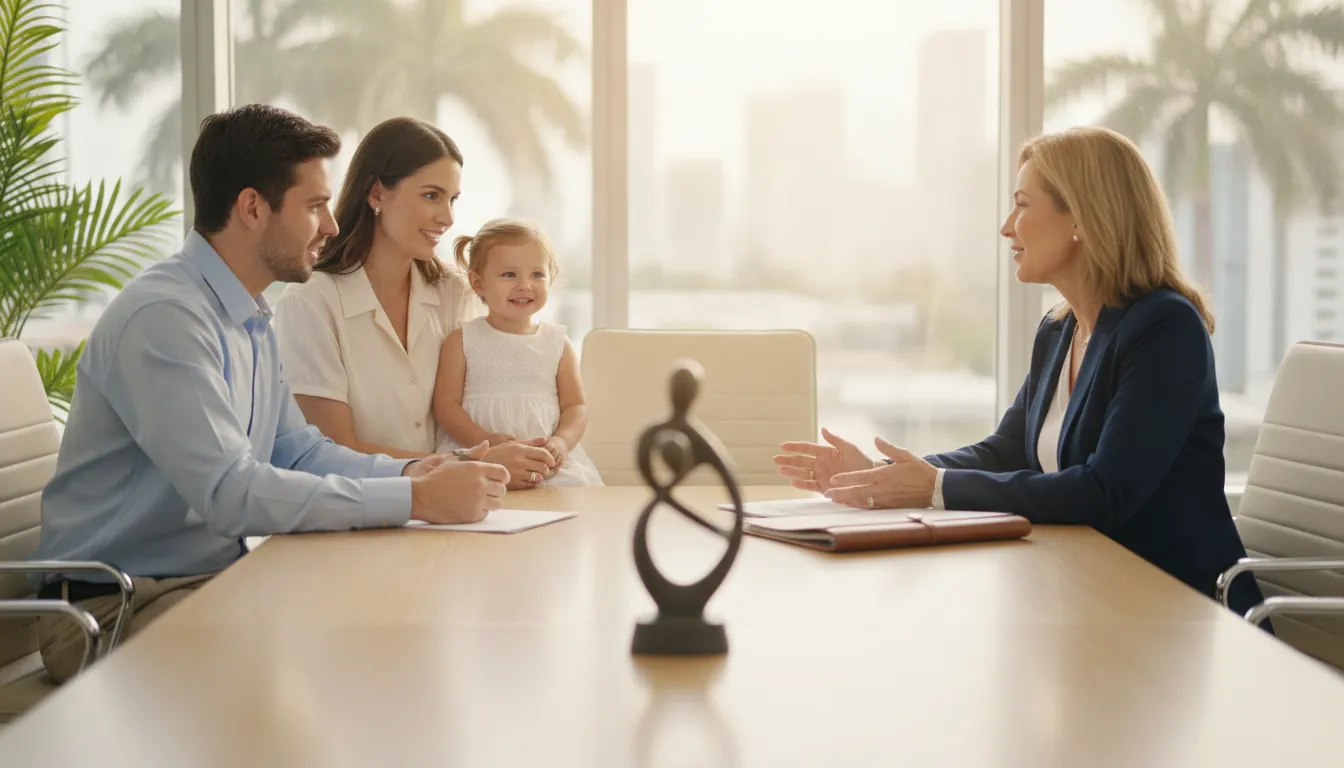 Family discussing term life insurance rates with an advisor