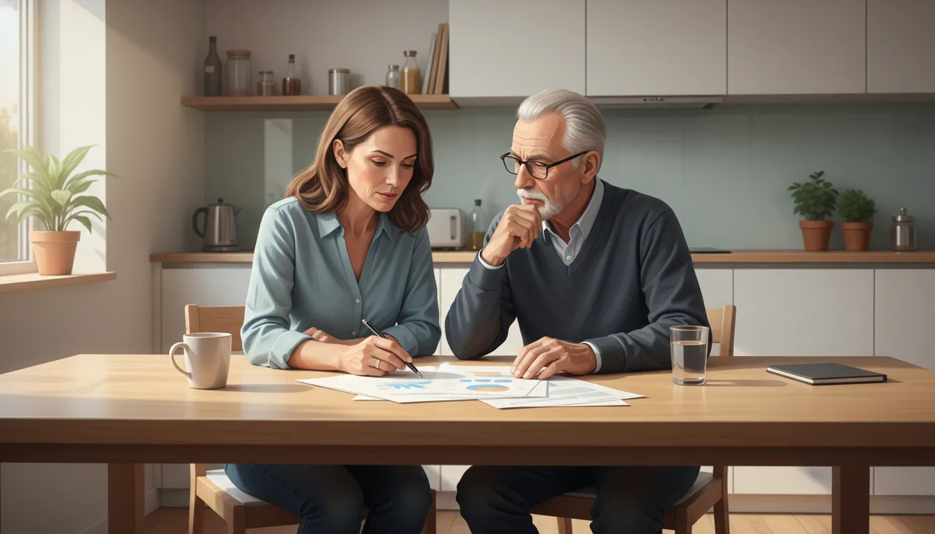 Family reviewing long-term care insurance planning options at home