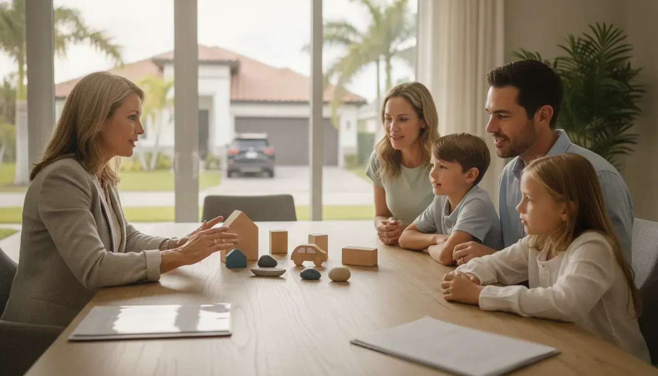 Family reviewing household risk details for a personal umbrella policy quote