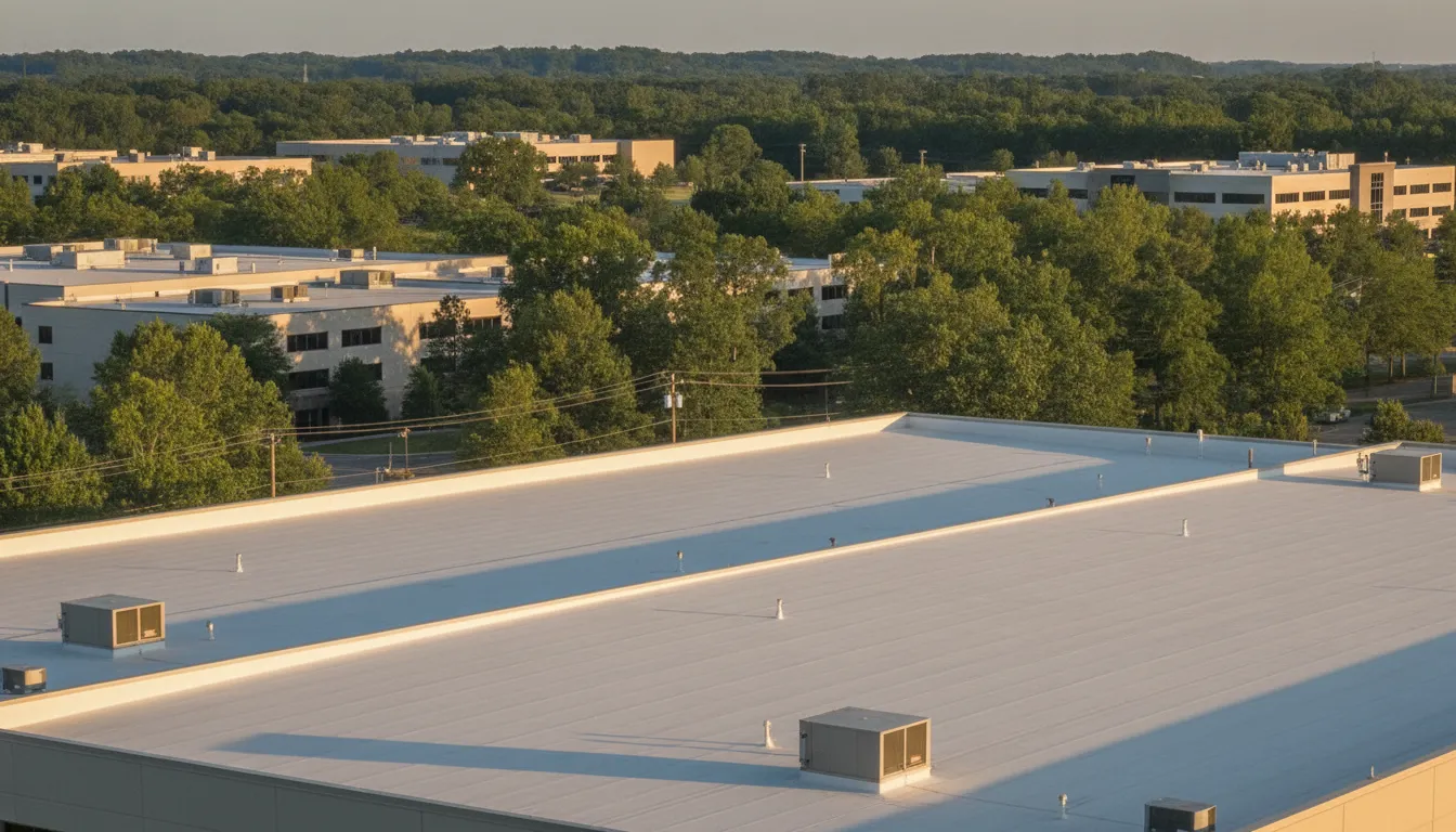 Commercial Roofing Atlanta Georgia: TPO and EPDM Guide 1 Commercial roofing Atlanta Georgia property with a low-slope membrane roof